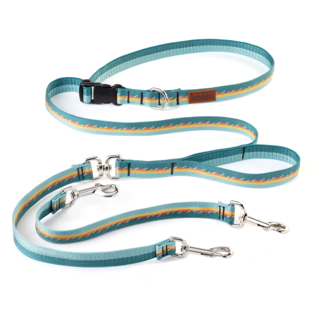 Dog Coupler Leash for Two Dogs, Belted, 1'' Width
