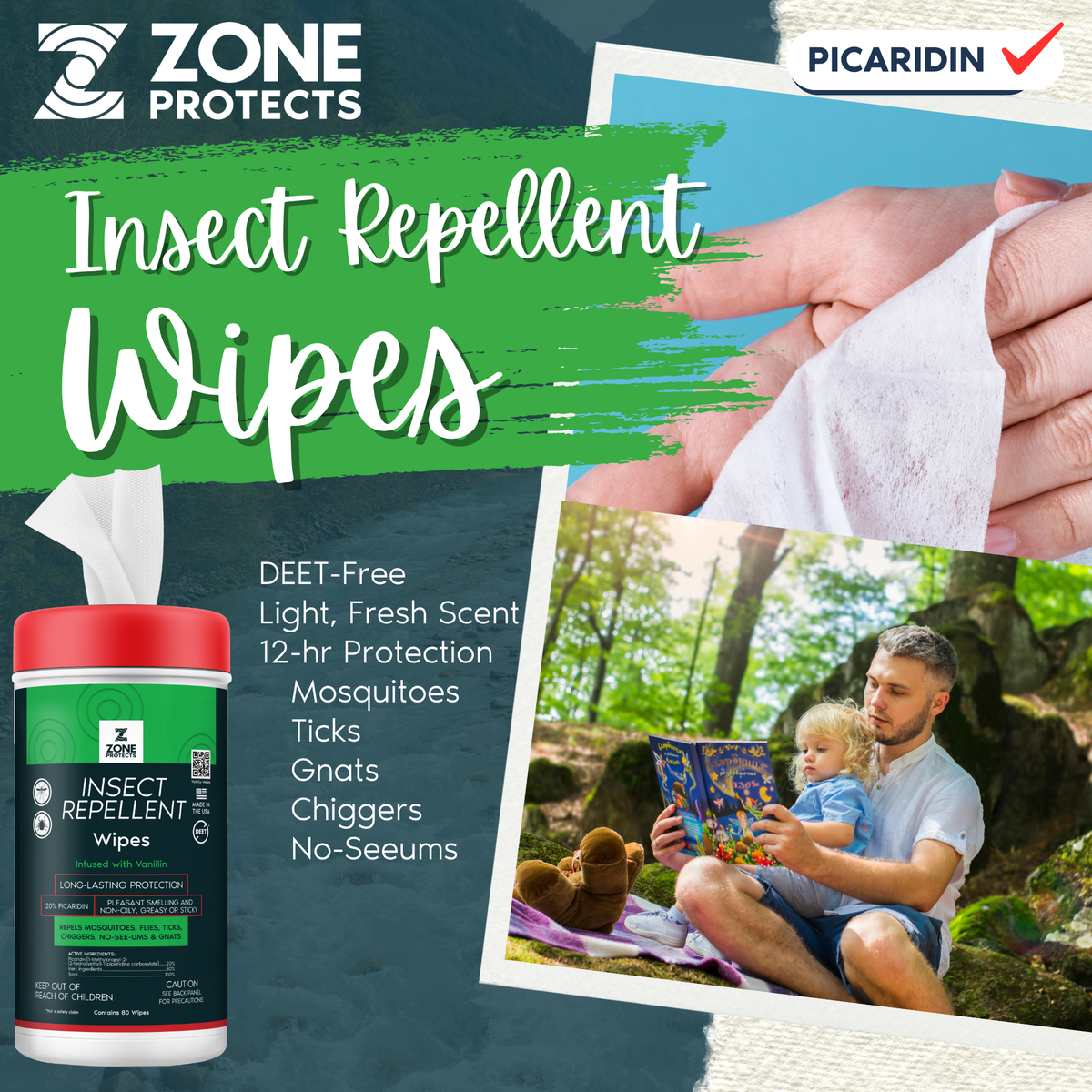 Scented Insect Repellent Wipes