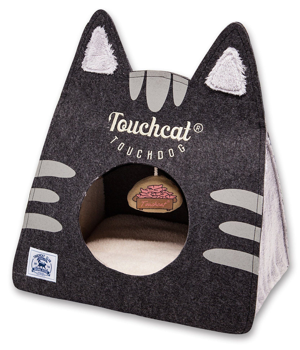 Touchcat ® 'Kitty Ears' Travel On-The-Go Folding Designer Fashion Pet Cat Bed House w/ Hanging Teaser Toy